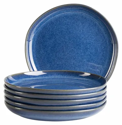 Dessertbordenset, 6 Stück, Steinzeug, 22 cm, königsblau