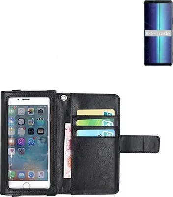 Produktbild von K-S-Trade Handy Hülle Schutz Hülle Kompatibel mit Sony Xperia 8 Lite Case mit Displayschutz / Schutzfolie Flip Cover Wallet case Etui Hülle schwarz