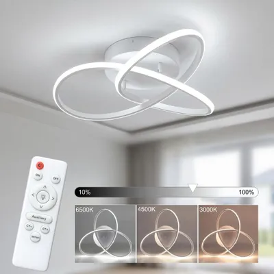 Produktbild von LED Deckenleuchte Weiß 40 cm – Moderne Ring-Deckenlampe mit Fernbedienung, 44W, 3 Lichtfarben, stufenlos dimmbar, Nachtlicht, für Wohnzimmer, Schlafzi