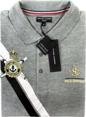 Imagen del producto de Camiseta polo para hombre de algodón, marca Jean-Louis Scherrer, color gris, talla M