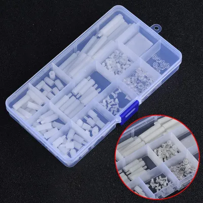 Image de Lot de 210 vis et écrous en plastique avec boîte de rangement pour le bricolage avec Raspberry Pi 2/3