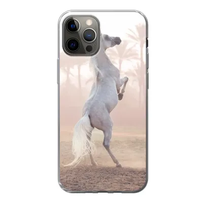 Produktbild von MuchoWow® Handyhülle Schutzhülle Hülle für iPhone 12 Pro Pferd - Sand - Palme Silikon Softcase Handy Hülle - Abdeckung