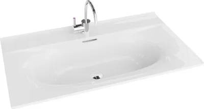 Produktbild von LAVITA Möbelwaschtisch Kolorado 800 | Möbelwaschbecken | Waschbecken mit Überlauf und Hahnloch | Aus hochwertigem Porzellan | Waschtisch | 81x46,5x17 cm | Weiß Glanz