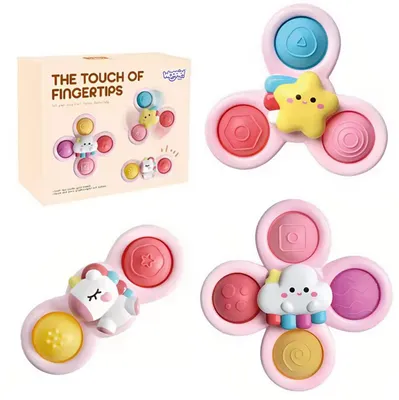 Productafbeelding van Woopie Baby Space Spinner Pop-it Sensory Toy Verwisselbaar 3 stuks Roze.