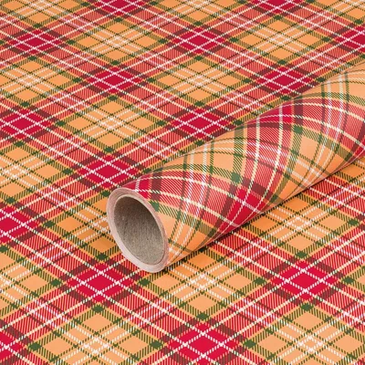 Produktbild von Geschenkpapier Schottenkaro Rot, Orange, 0,70 x 10 m - Geburtstag & Weihnachten