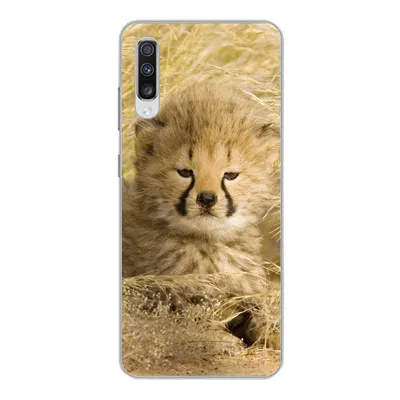 Produktbild von MuchoWow® Handyhülle Schutzhülle Hülle für Samsung Galaxy A70 Gepard - Jung - Gras Silikon Softcase Handy Hülle - Schutzhaube