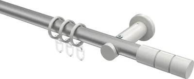 Produktbild von Interdeco Gardinenstange / Vorhangstange Silbergrau / Weiß, Typ Platon Elanto (Rillenzylinder), 20 mm Ø 1-läufig, 120 cm