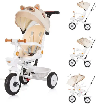 Produktbild von Chipolino Tricycle Marathon 2 in 1 Dreirad, Sitz umkehrbar, Gummiräder, Dach hellbraun