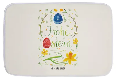 Produktbild von Mr. & Mrs. Panda Badezimmer Matte Ostern Frohe Ostern - Weiß - Geschenk, Badezimmerteppich, Osterei, Badteppich, Badematte, Osterblume, Ostergrüße, Badvorleger