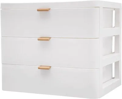 Obrázek produktu pro Bílý kancelářský organizér se 3 zásuvkami – moderní kancelářský nábytek – ideální na knihy, šperky, kosmetiku, drobnosti atd.