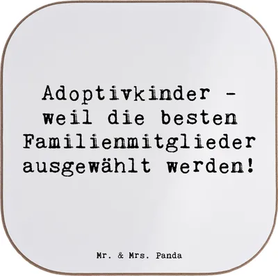 Produktbild von Mr. & Mrs. Panda Personalisierter Bierdeckel Adoptivkind Auswahl - Weiß - Geschenk, Personalisierte Untersetzer, Personalisiert, handgemacht, Weihnachten, Liebe, Familie