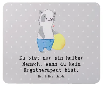 Produktbild von Mr. & Mrs. Panda Mouse Pad Ergotherapeut Herz - Grau Pastell - Geschenk, laptop mauspad, Mousepad, Ausbildung, Beruf, Lustig, computer, Spruch