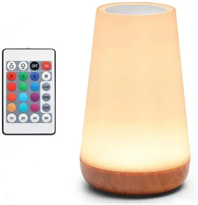 Image de Lampe de table LED avec variateur tactile - 13 couleurs - Fonction de recharge USB - Télécommande - Minuterie - Idéale pour la chambre à coucher et le salon