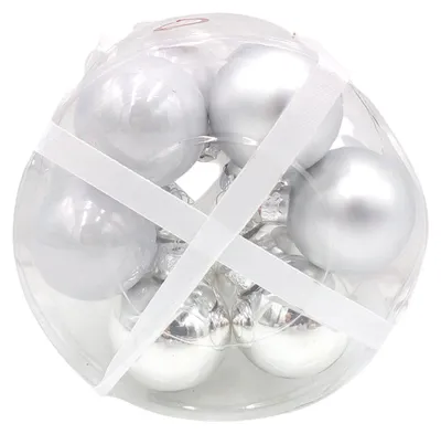Image de Boules d'arbre de Noël en verre, set de 12 boules de 4 cm, décoration d'arbre de Noël, couleur:argent
