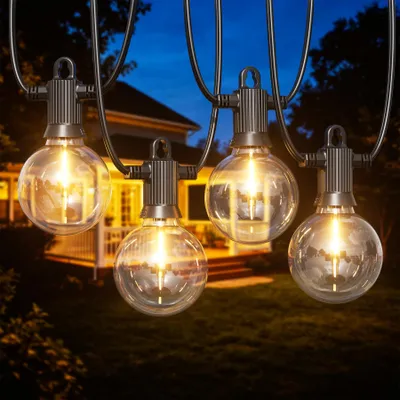 LED-Lichterkette 15 m, 25+2 warmweiße G50 Lampen, IP65, für Außen