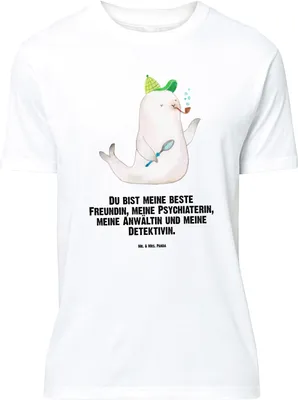 Produktbild von Mr. & Mrs. Panda Größe M T-Shirt Robbe Sherlock - Weiß - Geschenk, Lustige Sprüche, mit Spruch, Shirt, Herren, Tshirt