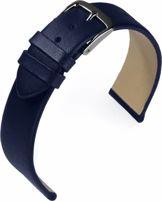 Produktbild von EULIT Uhrenarmband | Nappaleder, blau ohne Naht | Dornschließe S/G, Stegbreite:18mm, Schließe:Schwarz