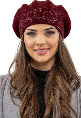 Produktbild von Vivisence damen baskenmütze eleganter wintermütze warm und gemütlich kopfbedeckung an winter und herbst warm dick strickmütze, klassisch mütze für frauen, hergestellt in der eu, weinrot, einheitsgröße
