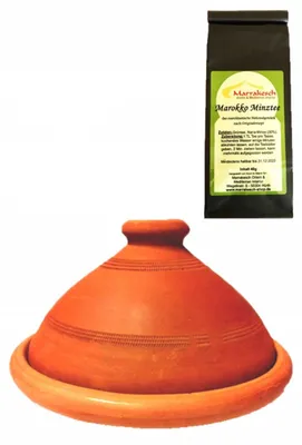 Immagine prodotto di set di 2, Tajine Tagine ORIGINALE Ø 35cm + tè alla menta marocchino 40g