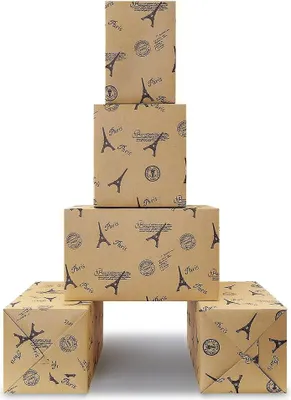 Produktbild von Romantisches Geschenkpapier Paris Eiffelturm - 4 Bögen Kraftpapier für Hochzeit, Geburtstag und Valentinstag