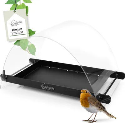 Produktbild von WILDLIFE HOME Vogelfutterspender I Wetterbeständige Design Bodenfutterstation für Wildvögel I Futterspender für Vögel wie Rotkehlchen, Amsel, Meisen, Vogelhaus für Garten & Balkon