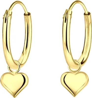 Produktbild von Creolen Herz Anhänger: Kinder Ohrringe Silber 925 Gold