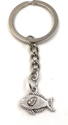 Produktbild von Onwomania Schlüsselanhänger Karpfen Fisch Silber Metall Anhänger Charm