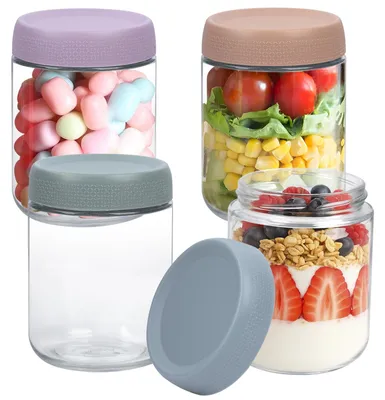 4er-Set Vorratsgläser 16 oz mit Schraubdeckel, Glas