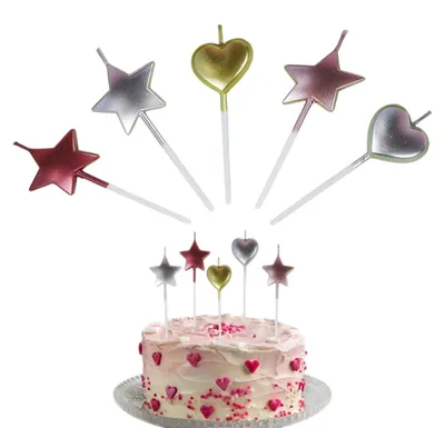Herzförmige Geburtstagskerzen, gold, 10 Stück, für Torten & Cupcakes