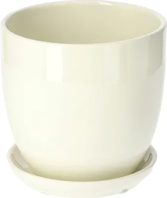A ceramic plant pot with a matching saucer, shown against a white background.