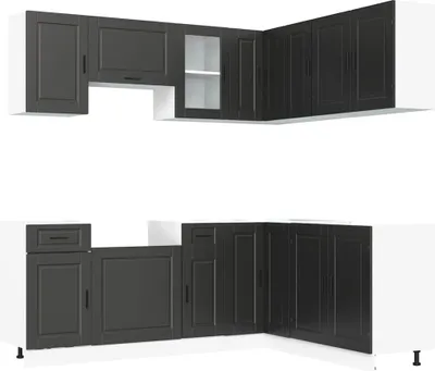 Produktbild von 11-tlg. Küchenschrank-Set Porto Schwarz Holzwerkstoff