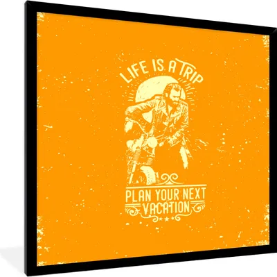 Produktbild von MuchoWow® MuchoWow® Gerahmtes Poster Jahrgang - Motorrad - Design 40x40 cm - Poster mit zchwarzem Bilderrahmen - Mit Rahmen - Wanddekoration Schlafzimmer