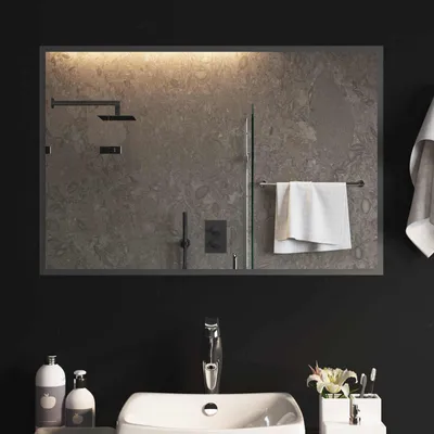 Imagen del producto de Espejo de baño LED, transparente, 90 x 60 cm, fabricado en vidrio templado