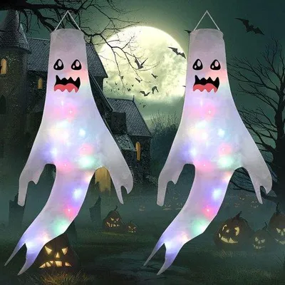 Image de Fantômes effrayants d'Halloween avec lumière LED, lot de 2, pour les fêtes à la maison
