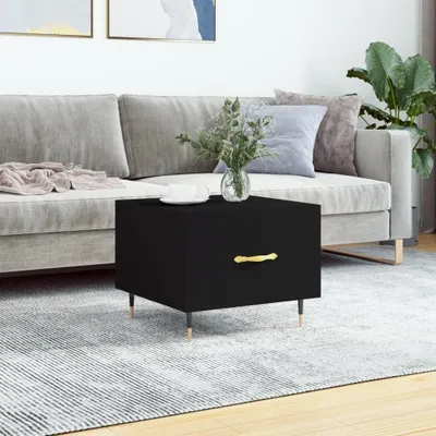 Zdjęcie produktu dla The Living Store stolik kawowy czarny 50x50x40 cm materiał drewnopochodny