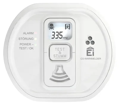 Produktbild von Ei Electronics Ei208D, Kohlenstoffmonoxid, Elektrochemischer Detektor, Kabellos, 85 dB, Weiß, LCD