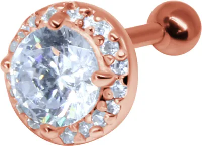 Produktbild von Ohrring Helix Ohrpiercing 925 Sterling Silber mit Zirkoniasteinen in verschiedenen Farben Material - Silber rosévergoldet Verschlusskugel - 4 mm