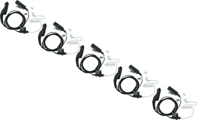 Produktbild von vhbw 5x Headset kompatibel mit Motorola DP3600, DP3601, XiR P8200, XiR P8208 Funkgerät mit PTT Mikrofon - transparent, schwarz, Akustikschlauch