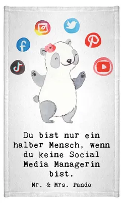Produktbild von Mr. & Mrs. Panda Handtuch Social Media Managerin Herz - Weiß - Geschenk, gästehandtuch klein, gäste wc, Gästetuch, baumwolle