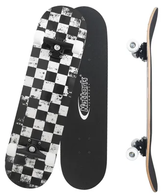 Produktbild von Komplettes Skateboard 31 Zoll 9-lagiges kanadisches Ahorn-Deck Karomuster für Anfänger und Jugendliche