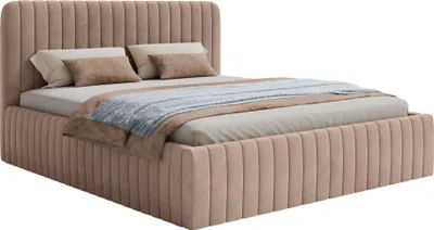 Produktbild von Selsey SALIANO - Polsterbett mit Samtbezug und Stauraum, Beige, 160x200 cm