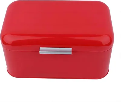 Obrázek produktu pro Kuchyňský box na oběd retro kovový jednobarevný velký úložný box - červený