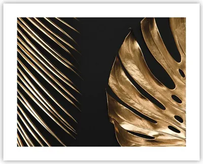 Produktbild von Poster - Poster ohne Rahmen - Golden Blatt Monstera - 50x40 cm - Wand Bild - Wanddeko - Wandbilder - Kunstposter - Wandposter - Bilder - Kunstdruck - Wanddekoration - Wandbild - P2XAA50x40-5028
