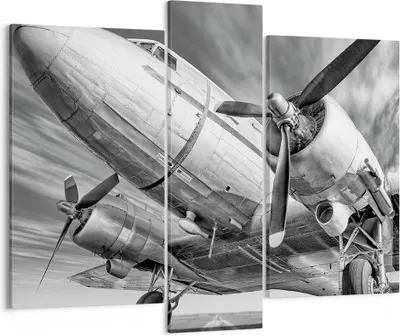 Produktbild von Bild auf Leinwand - Leinwandbild - 3 Teile - Flugzeug Retro Flugzeug - 95x80cm - Wand Bild - Wanddeko - Wandbilder - Leinwanddruck - Bilder - Wanddekoration - Leinwand bilder - Wandbild - CB95x80-4952