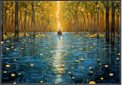 Produktbild von Wallario Wandbild Reise durch das Lichtermeer, Größe: 70,30 x 100,30 cm, Poster mit schwarzem Aluminiumrahmen
