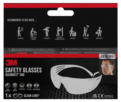 Produktbild von 3M Schutzbrille SecureFit 200, Klarsicht, Sicherheitsbrille, Arbeitsschutz