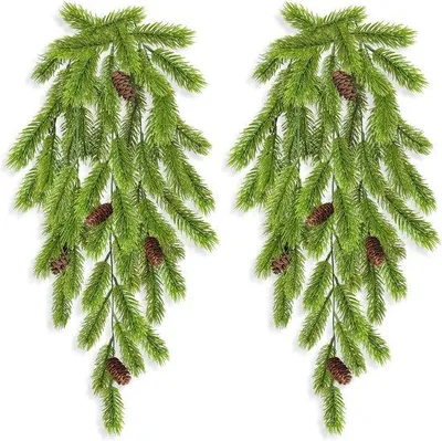 Immagine prodotto di 2 rami di pino artificiali da 74 cm per decorazioni natalizie
