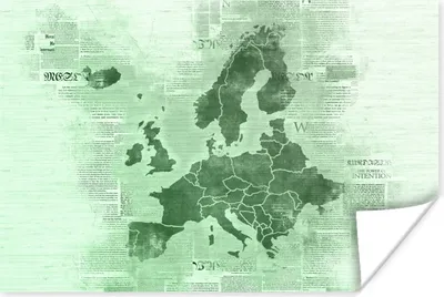 Produktbild von MuchoWow® Poster Karte von Europa - Zeitung - Grün 90x60 cm - Schlafzimmer