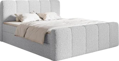 Produktbild von Selsey Cloudy II - Boxspringbett 160x200 cm, mit Bettkästen und Topper, Bouclé Hellgrau