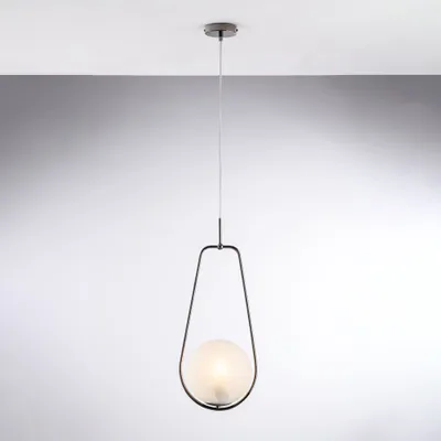 Immagine prodotto di Afrodite Sospensione in ferro cromo nero 1 luce con sfera dm.20  159 Ø24 BL286-S1-NR